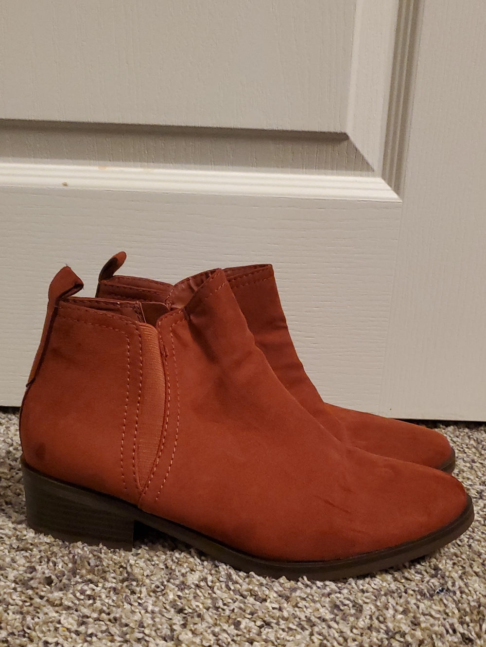 Time and Tru Women's Rust Orange Suede Chelsea Ankle Boots